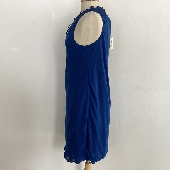 Max Studio Cobalt Blue Gauzy tiered Sleeveless Dress w/Tie Front Small NWT - Picture 4 of 14